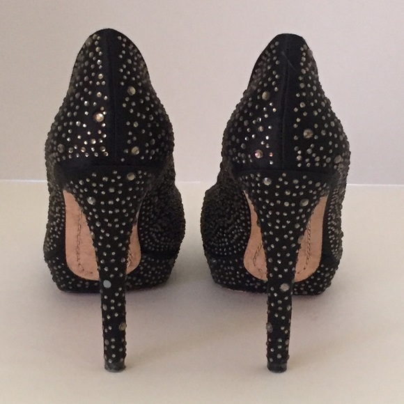 💕SOLD💕BCBGMAXAZRIA Black Rhinestone Pumps size 8 - Picture 2 of 4
